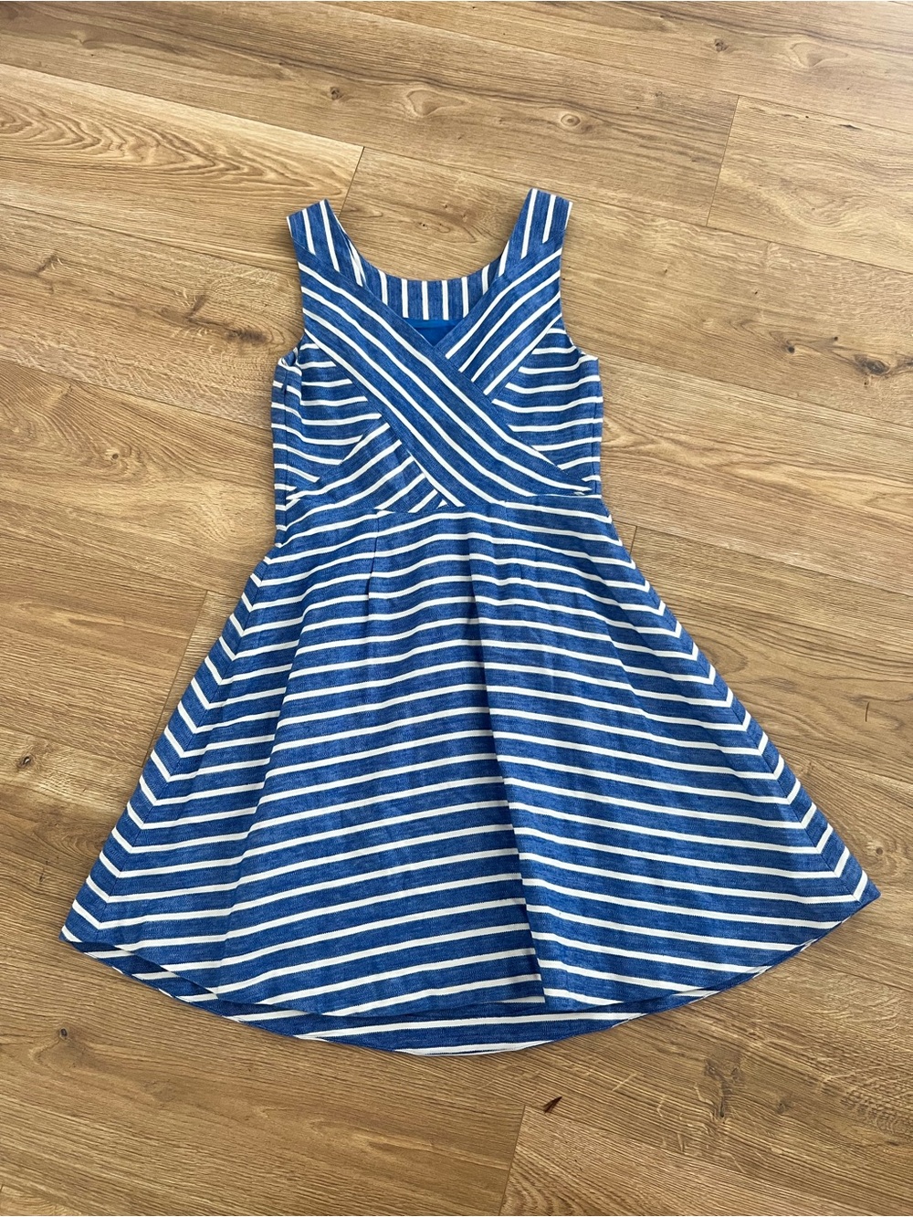 Vineyard Vines Fit & Flare Cotton Linen Stripe Dress Blue White Striped Size 2